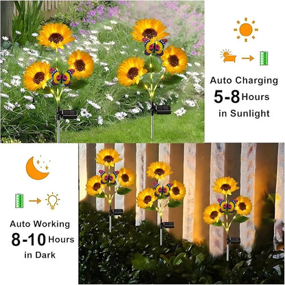 4-Pack Solar Sunflower Lights
