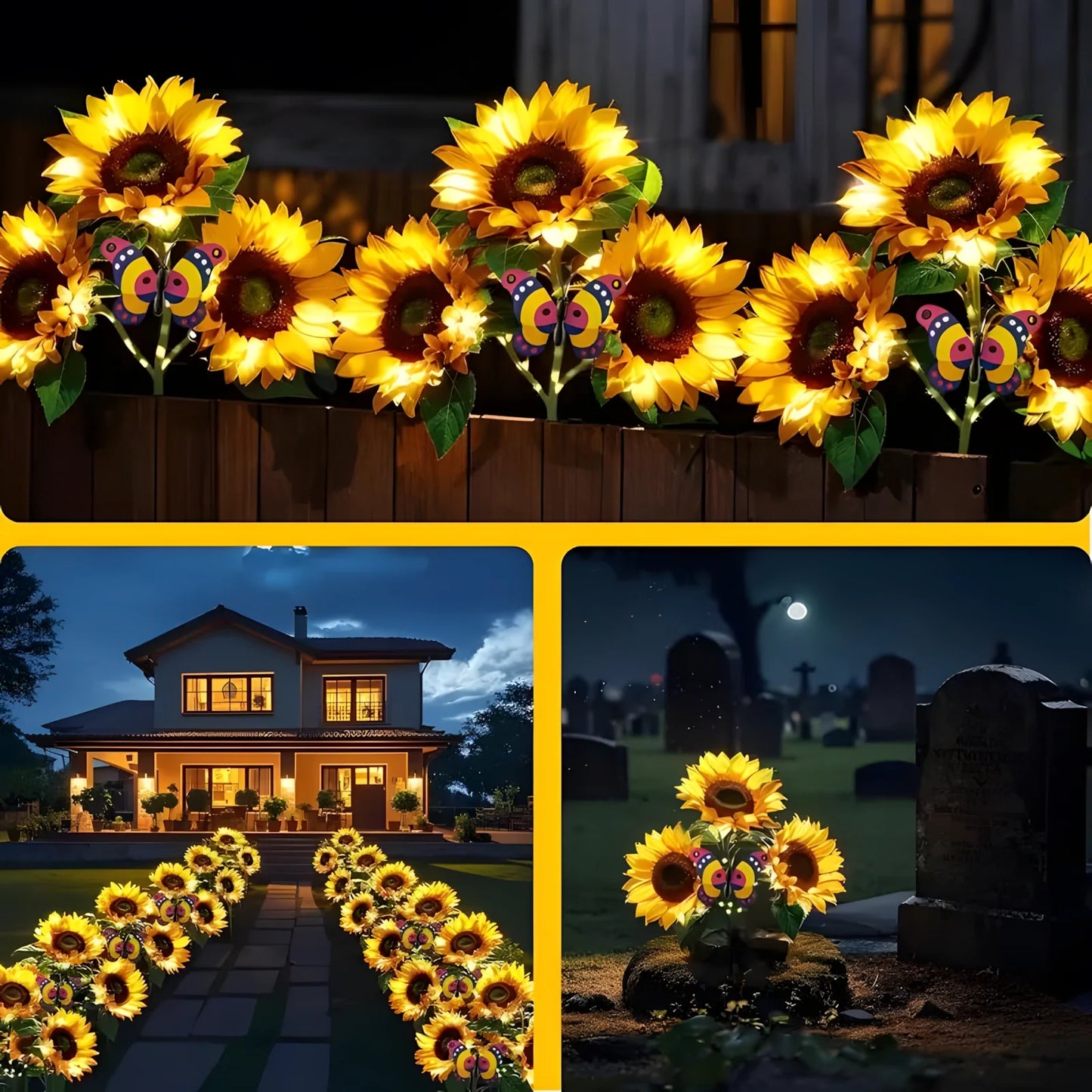 4-Pack Solar Sunflower Lights
